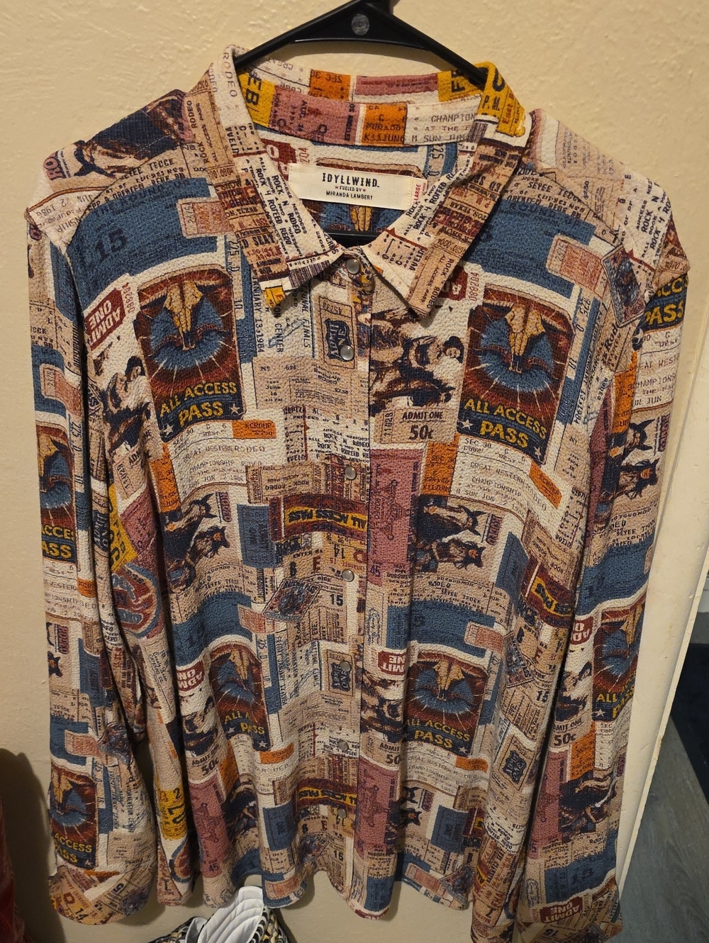 Idyllwind Multicolor Ticket-Print Button-Down Shirt
